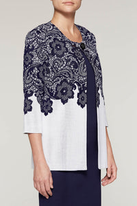 Floral Yoke Jacket White/Indigo