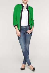 Gingham Trim Pattern Jacket Color Agave Green/Black/White