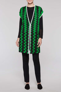Zig Zag Pattern Vest Color Agave Green/Black/White