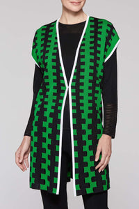 Zig Zag Pattern Vest Color Agave Green/Black/White