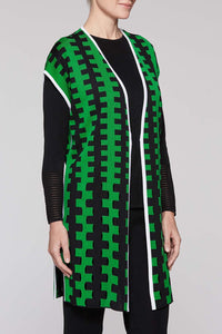 Zig Zag Pattern Vest Color Agave Green/Black/White