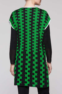 Zig Zag Pattern Vest Color Agave Green/Black/White