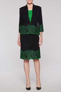 Embroidery Paisley Trim Jacket Color Black/Agave Green