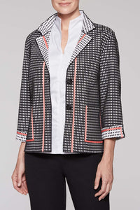 Woven Check Jacket Color Black/Plumeria Coral/White