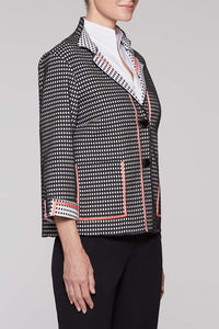 Woven Check Jacket Color Black/Plumeria Coral/White