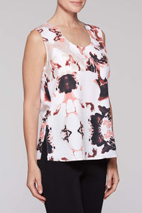 Woven Pattern Tank Color Plumeria Coral/White/Black/Twig Beige