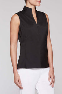 High Neck Zip-Up Blouse Color Black