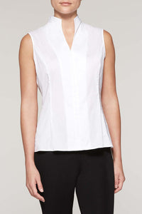 High Neck Zip-Up Blouse Color White