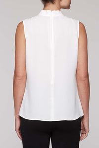 Crème de Chine Twist High-Neck Blouse Color White