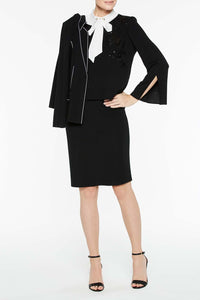 Dotted Stitch Contrast Blazer Color Black/White