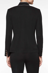 Dotted Stitch Contrast Blazer Color Black/White