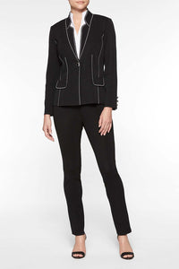 Dotted Stitch Contrast Blazer Color Black/White