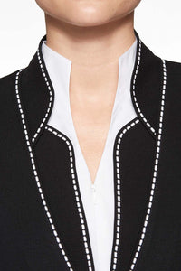 Dotted Stitch Contrast Blazer Color Black/White
