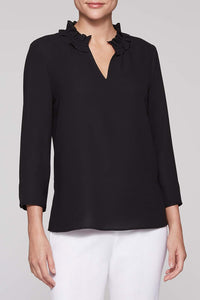 Ruffle Neck Blouse Color Black