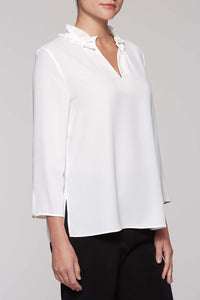 White Ruffle Neck Blouse Color White
