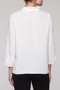 White Ruffle Neck Blouse Color White