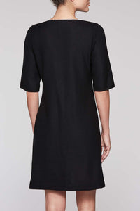 Zip Gingham Trim Dress Color Black/White