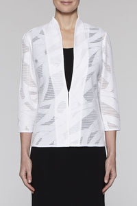 Abstract Sheer Twist Jacket Color White