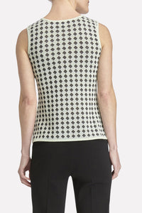 Diamond Knit Tank Color Black/White/Margarita