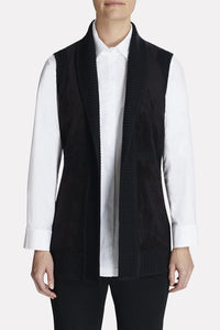 Faux Suede Ribbed Vest Color Black