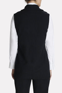 Faux Suede Ribbed Vest Color Black