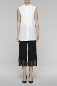 Wave Stitch Sleeveless Tunic Color White