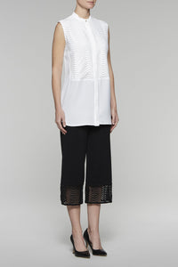 Wave Stitch Sleeveless Tunic Color White