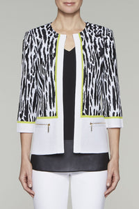 Zebra Zip Accent Jacket Color Black/Pear/White
