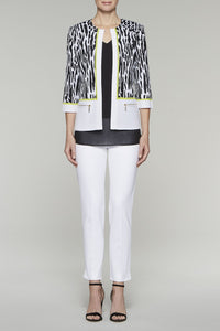 Zebra Zip Accent Jacket Color Black/Pear/White