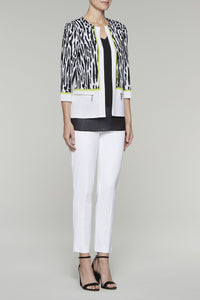 Zebra Zip Accent Jacket Color Black/Pear/White