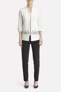 Zig-Zag Embroidered Knit Jacket Color White/Margarita/Black