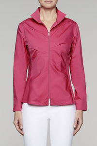 Zip-Front Tailored Fit Blouse Color Hibiscus