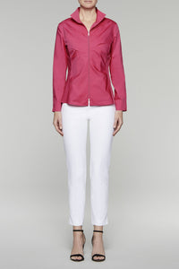 Zip-Front Tailored Fit Blouse Color Hibiscus
