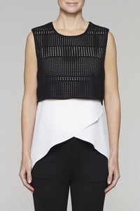 Eyelet Layered Tank Tunic Color White/Black