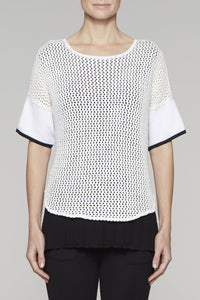 Lace Knit Layered Tunic Color White/Black