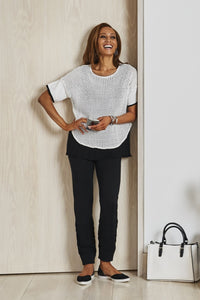 Lace Knit Layered Tunic Color White/Black