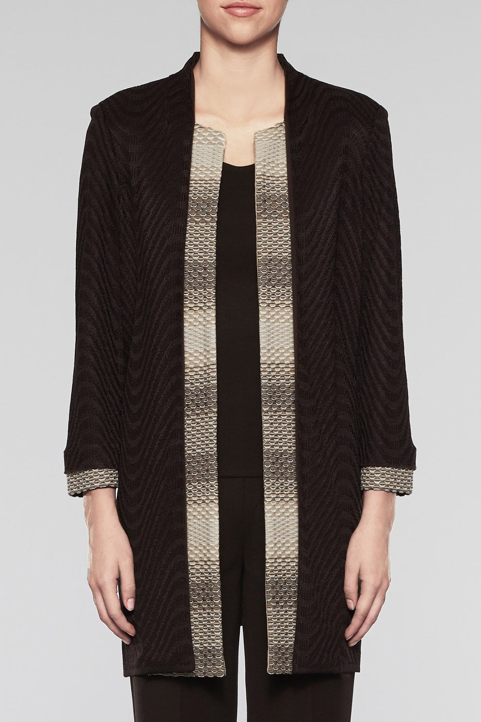Layered Longline Jacket Color Coffee/Cedar/Woodchip