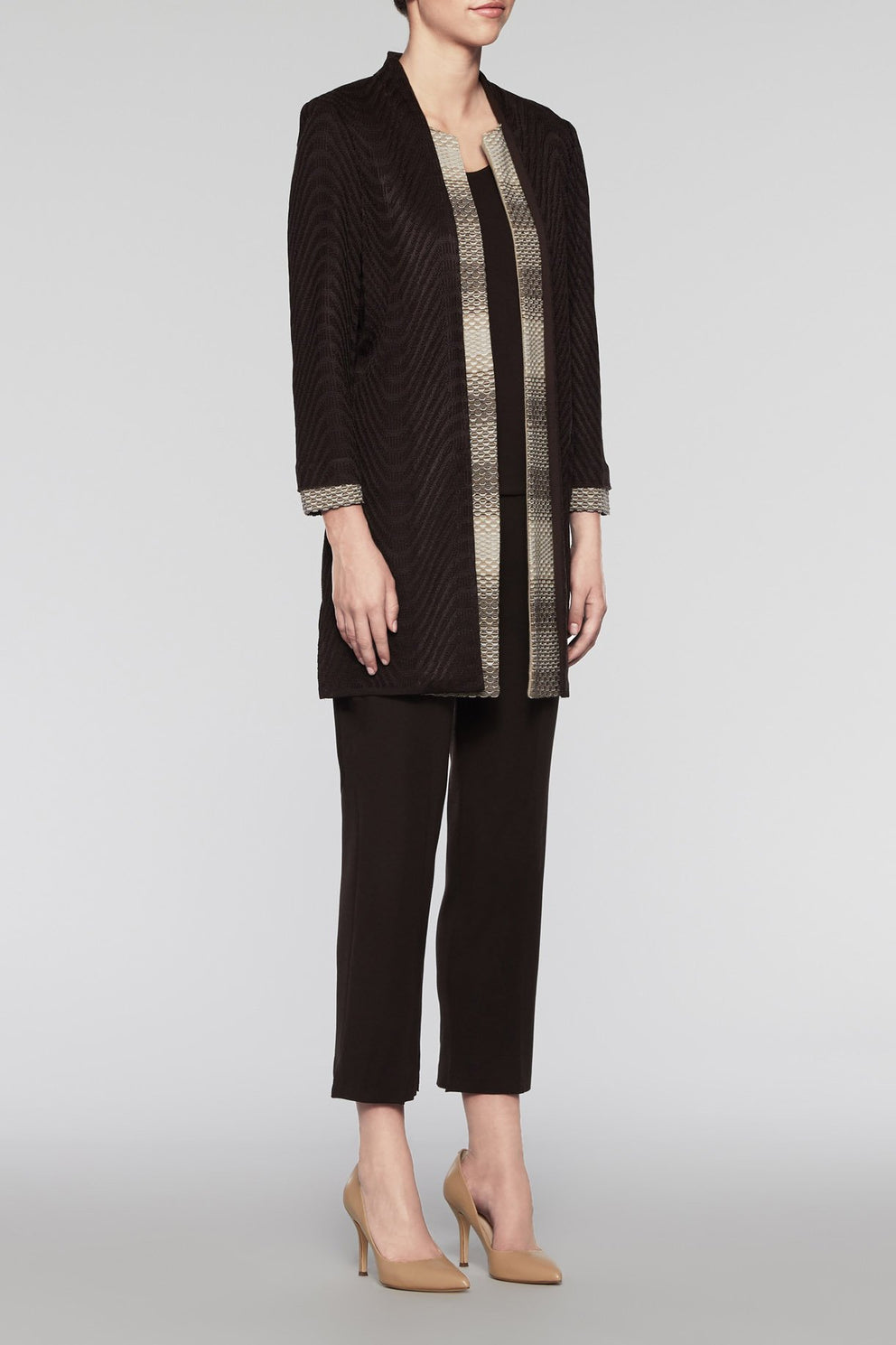 Layered Longline Jacket Color Coffee/Cedar/Woodchip