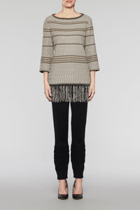 Fringe Knit Tunic  Color Cedar/Woodchip/Black