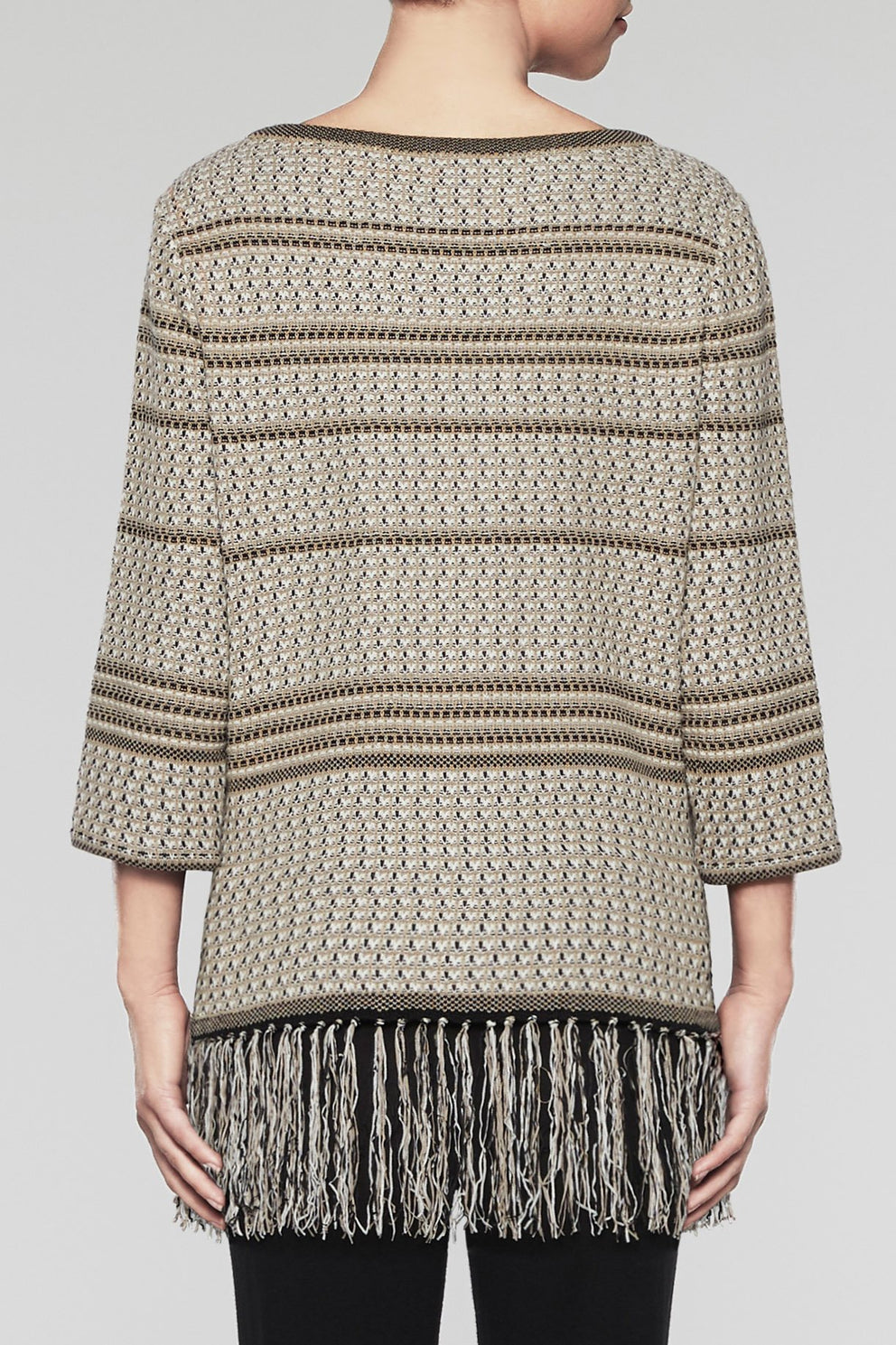 Fringe Knit Tunic  Color Cedar/Woodchip/Black