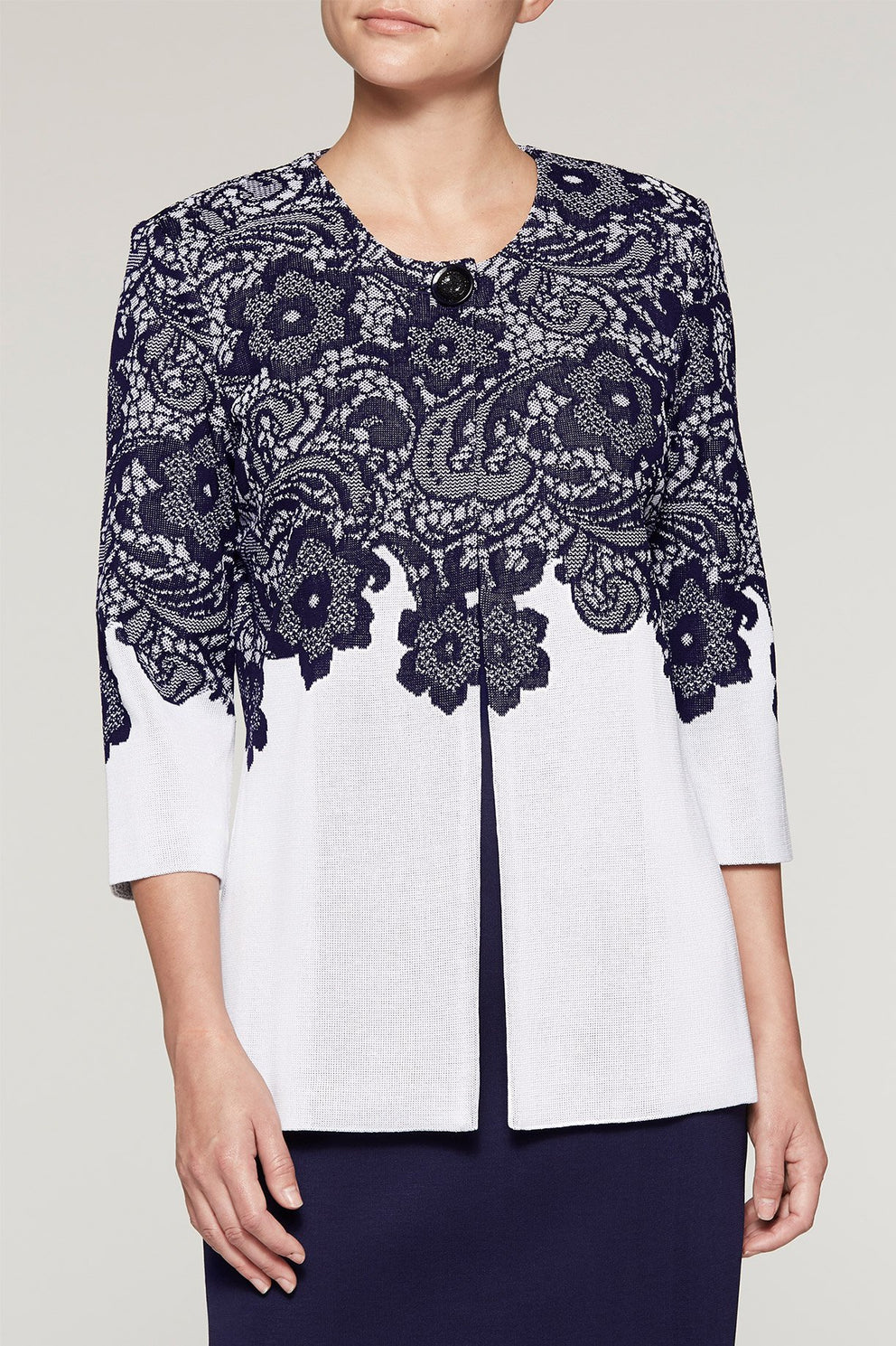 Floral Yoke Jacket White/Indigo