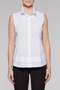 Layered Sleeveless Blouse Color White