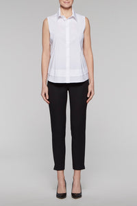 Layered Sleeveless Blouse Color White