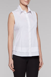 Layered Sleeveless Blouse Color White