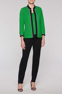 Gingham Trim Pattern Jacket Color Agave Green/Black/White