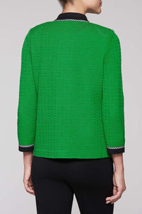 Gingham Trim Pattern Jacket Color Agave Green/Black/White