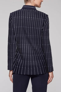 Dobby Pattern Peplum Jacket Color Indigo/White