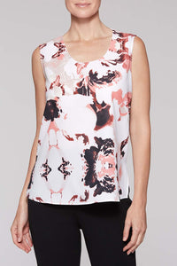 Woven Pattern Tank Color Plumeria Coral/White/Black/Twig Beige