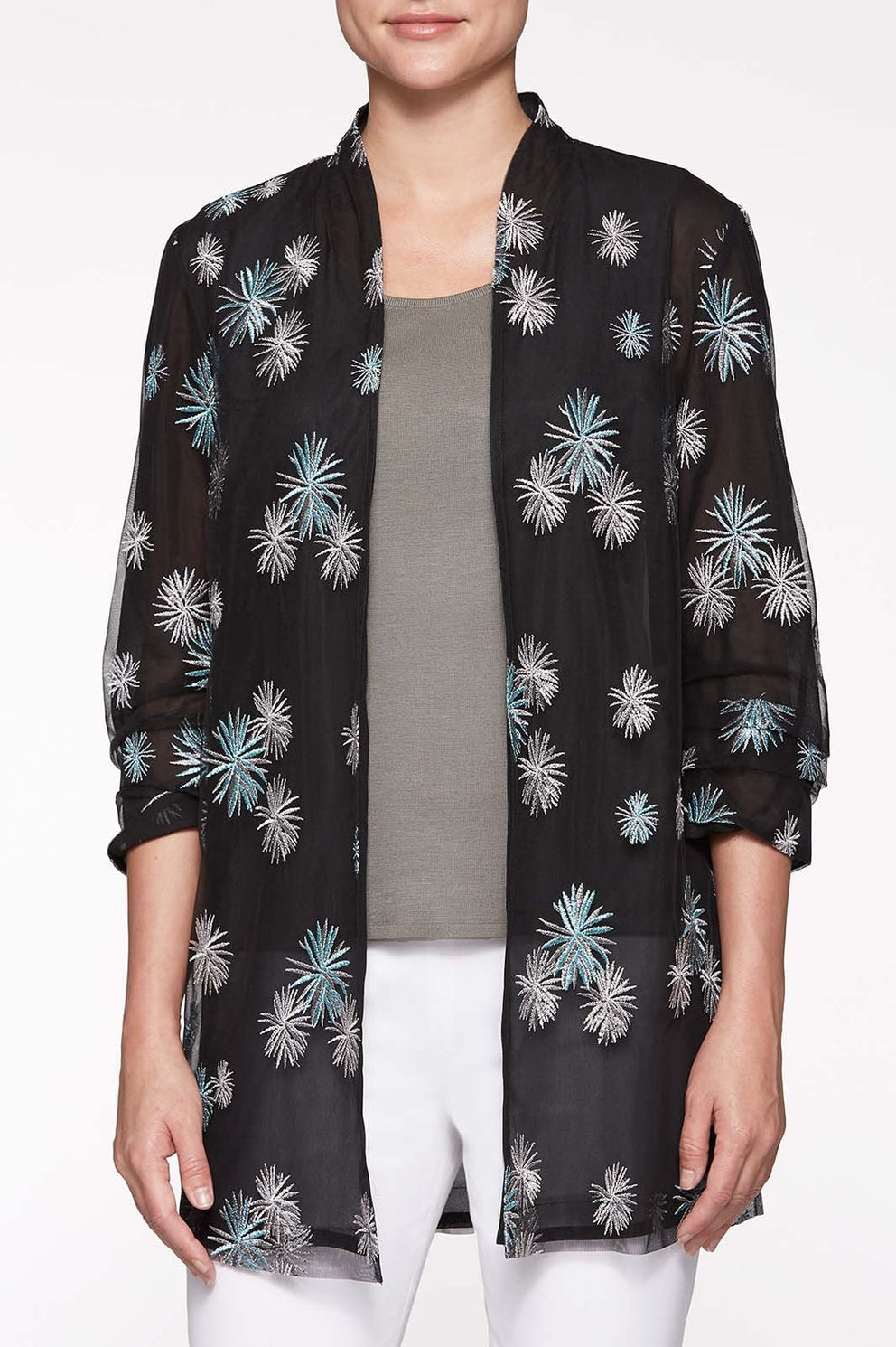 Woven Firecracker Jacket Color Black/Iceberg Blue/Mercury Grey