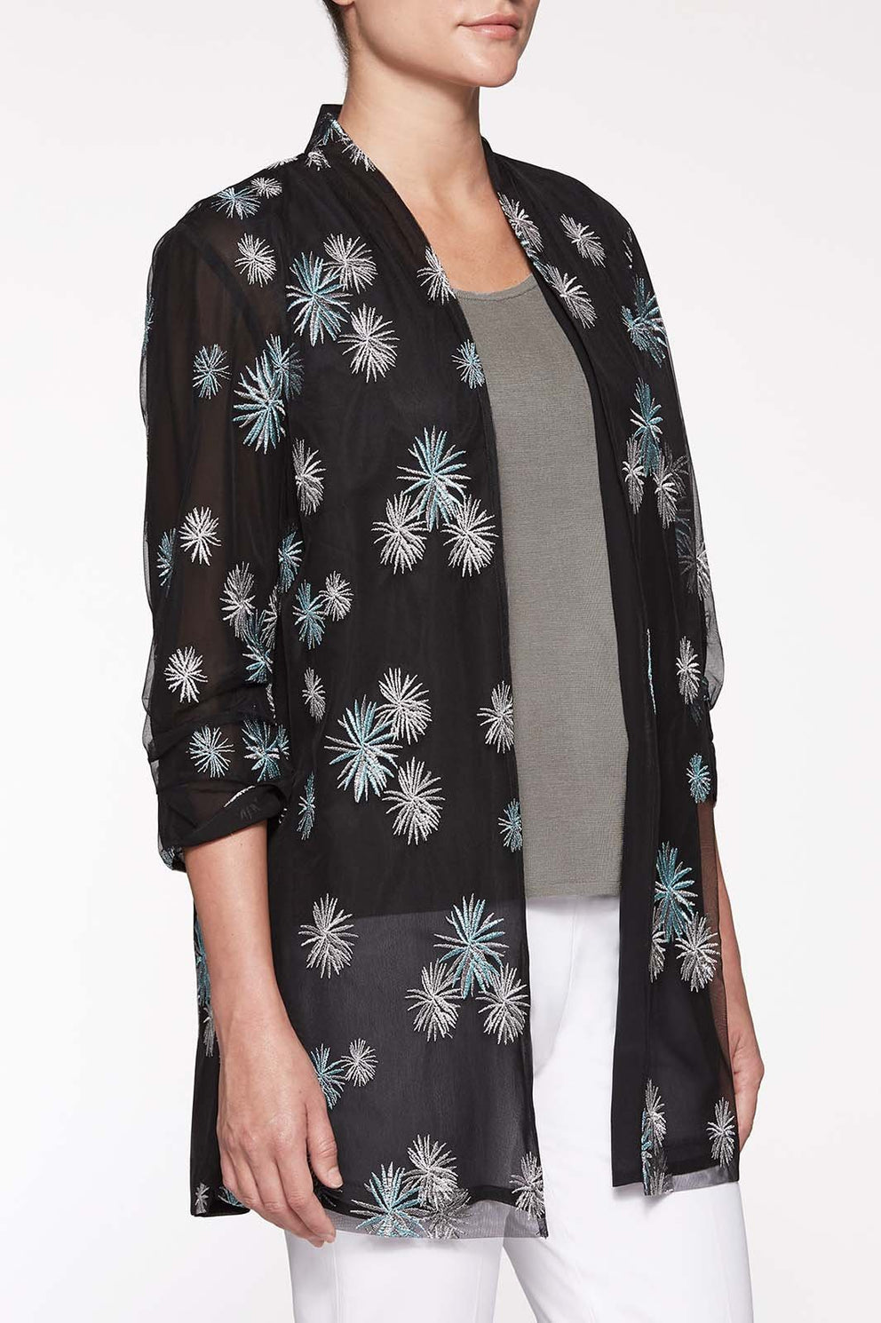 Woven Firecracker Jacket Color Black/Iceberg Blue/Mercury Grey